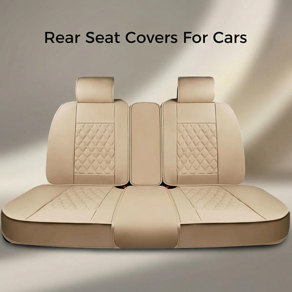 Beige Back Seat Cover Adjustable Leather Rear Seat Cover Car Back Seat Cover with Breathable Non-Slip Universal Fit for Most Cars Sedan SUV Pickup Truck (Back Row/Beige)