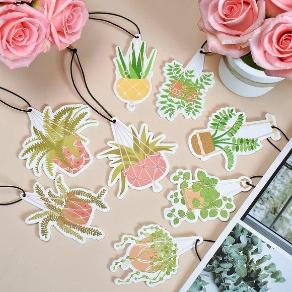 8 Pack Car Hanging Plants Air Freshener for Women Long Lasting Funny Plant Car Mirror Accessories Little Scented Hanging Air Fresheners