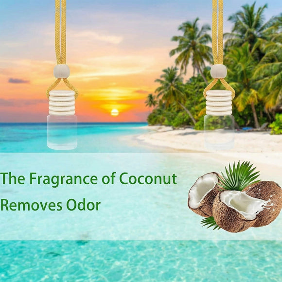 IKEDA 2Pcs Automotive Air Fresheners 4ml Car Scents | 45-Days Keep Fragrance | Automobile Hanging Diffuser Bottles | Remove Auto Odor Long-Lasting Fresh Air for Men Women Home Deodorizer (Coconut)