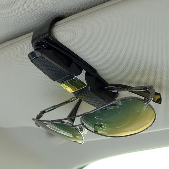 2 Pack Glasses Holders for Car Sun Visor, Sunglasses Eyeglasses Mount with Ticket Card Clip - Black