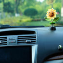 Sunflower Car Accessories Dashboard Decorations, Crochet Smiley Shaking Sun Flowers Bobblehead Dashboard Car Decor for Women, for Cute Girl Car Interior Desk Ornaments Gifts (H 5.2 in)-4