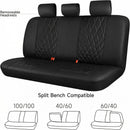 Luxury Faux Leather Rear Bench Car Seat Covers Waterproof Anti Slip Back Seat Covers Deluxe Automotive Backseat Cover Universal Fit for Most Cars Sedan SUV Pickup Truck (All Black)-6