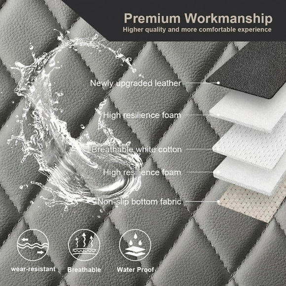 Pu Leather Car Seat Bottom Covers Protectors Include 1 Pair Front Driver Seat Pad Mat and 1 Rear Bench Cover Universal Fit 90% Vehicles Gray