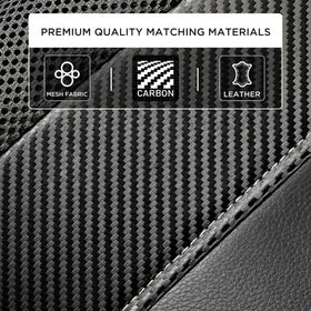 Leather Car Seat Covers Sports Carbon Fiber & Mesh Design High-Back Two Front Set Waterproof Automotive Seat Covers Airbag Compatible Universal Fit for Most Cars (Black & Black) - 0