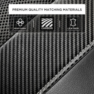 Leather Car Seat Covers Sports Carbon Fiber & Mesh Design High-Back Two Front Set Waterproof Automotive Seat Covers Airbag Compatible Universal Fit for Most Cars (Black & Black)