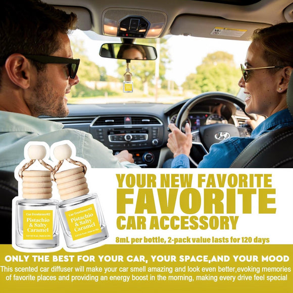 Car Air Freshener Diffuser 2 Pack Hanging Pistachio Salty Caramel Car Air Freshener for Women 45+ days Long Lasting Fragrance Made in USA (P62)