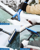 47” Car Snow Brush, 4 in 1 Extendable Auto Car Snow Removal Broom Brush with Squeegee, 270° Foam Grip Car Retractable Snow Shovel with Durable Ice Scraper and Gift Gloves for Car SUV, Blue.-4