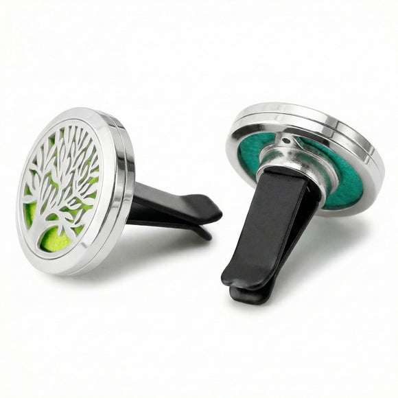 2PCS 30mm Car Aromatherapy Essential Oil Diffuser Stainless Steel Locket with Vent Clip 12 Felt Pads