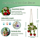 Crochet Hanging Plant for Car,Car Decorations Interior,Plant Strawberry Aesthetic Car Accessories for Women Interior Cute,Car Ornaments Charms for Rear View Mirror,Boho Car Decoration-4