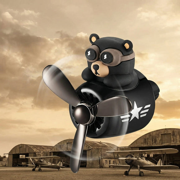Cartoon Bear Car Air Fresheners 2 Pack Pilot Black Automotive Air Outlet Fan Cool Cute Air Freshener for Car Creative Car Perfume Decoration for Vehicle Vent Scent Clip Diffuser Ornament Accessories