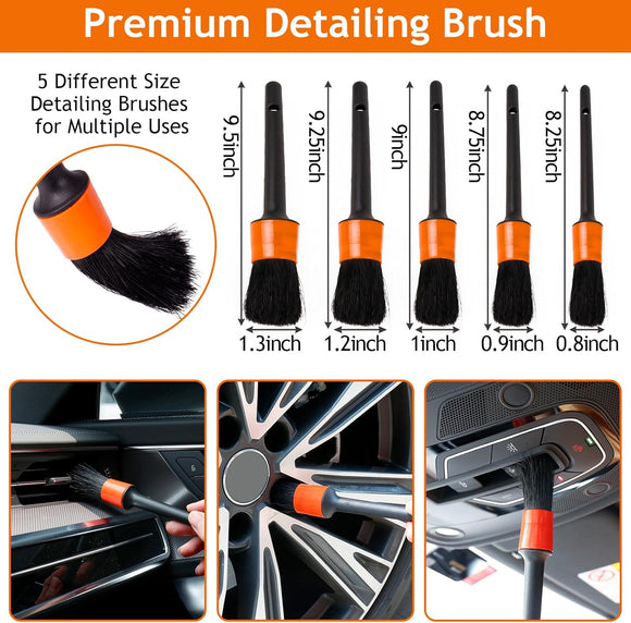 Car Detail Duster Kit-17PCS, Perfect Car Dust Removal Kit Interior and Exterior,Detailing Brush,Cleaning Gel,Car Window Brush,Duster Brush,Coral Fleece Cleaning Towels and Cleaning Pads