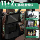 Car Backseat Organizer with Tablet Holder 11 Storage Pockets with Foldable Food Tray Protector Kick Mats for Kids Travel Accessories Organizer (Black 1Pack)-2