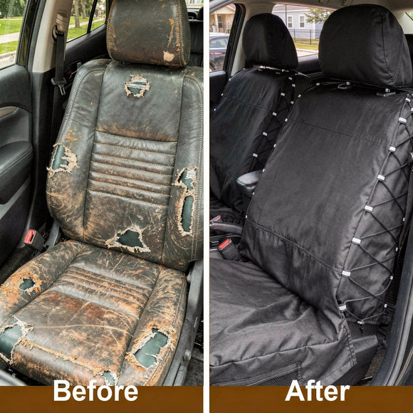 Waterproof Front Seat Covers High Back Seat Cover Bucket Seat Covers with Multi-Pockets for Semi Truck Cars Van SUV Pickup (Pack of 2)