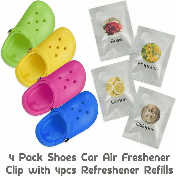 4 Pack Cute Shoe Air Vent Clips with 4PCS Refills Solid Car Air Freshener Air Conditioning Outlet Clips Car Dashboard Perfume Clip Car Interior Decor Accessories for Men/Women for Friend