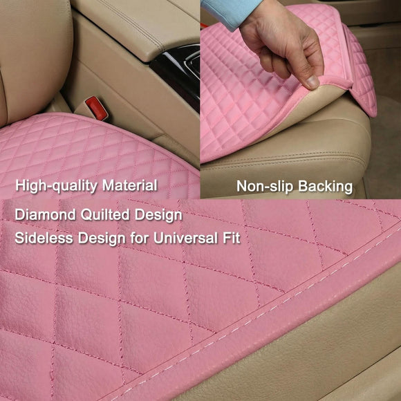 Pu Leather Car Seat Bottom Covers Protectors Include 1 Pair Front Driver Seat Pad Mat and 1 Rear Bench Cover Universal Fit 90% Vehicles Pink