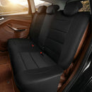Leather Back Seat Cover Breathable Mesh Universal Bench Seat Cover Super 5mm Composite Sponge Inside Airbag Compatible Fits Most Automotive Cars SUVs Trucks and Vans (Rear Black)-4