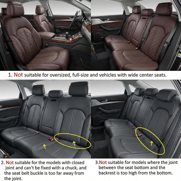 Pu Leather Car Seat Bottom Covers Protectors Include 1 Pair Front Driver Seat Pad Mat and 1 Rear Bench Cover Universal Fit 90% Vehicles Black