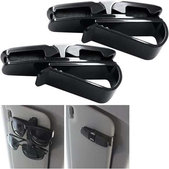 2 Pack Glasses Holders for Car Sun Visor, Sunglasses Eyeglasses Mount with Ticket Card Clip - Black
