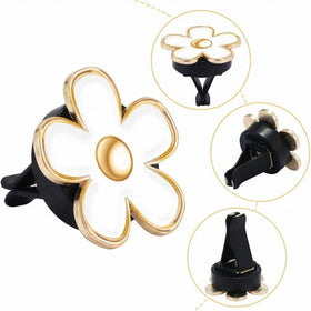 6 Pcs Daisy Flower Air Vent Clip Accessories Air Conditioning Outlet Clip Car Air Freshener Dashboard Accessories Charm Car Inter Decor(3 cm 3.3 cm White)