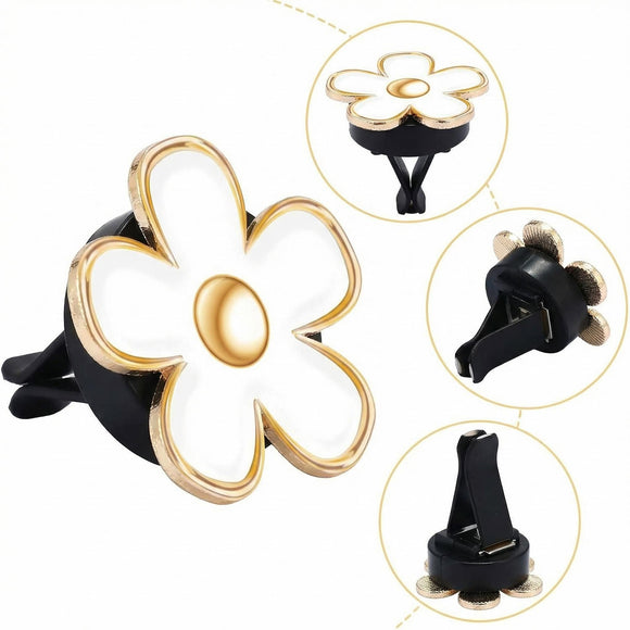 6 Pcs Daisy Flower Air Vent Clip Accessories Air Conditioning Outlet Clip Car Air Freshener Dashboard Accessories Charm Car Inter Decor(3 cm 3.3 cm White)