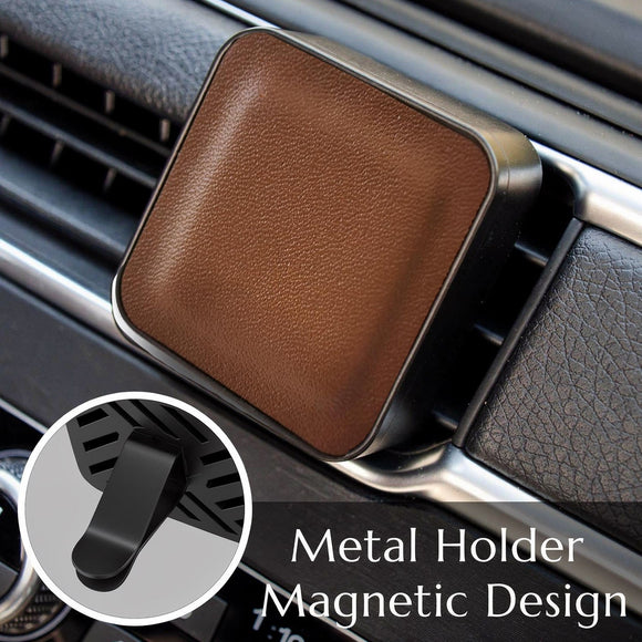 Premium Quality Car Air Freshener Leather and Metal Design Scent Vent Clip Diffuser New Natural Fragrance Diffuser for Car with 3 Refill Scented Discs and Gift Box(Truffle Brown)