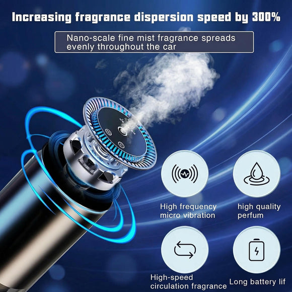 Smart Car Air Freshener Diffuser with Starry Sky Projection and 50ml Perfume 3 Mode Adjustable Rechargeable Car Aroma Diffuser Auto On/Off Intelligent Cologne