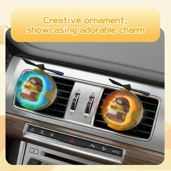 Yellow Duck Car Air Freshener with 6 Colors LED Lights & 4 Scented Pads Light Scent Decorative Auto Accessories