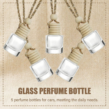 ESEWALAS 5PCs Hanging Car Air Freshener Empty Glass Perfume Bottlespendant Bottle Air Freshener Pendant - 0