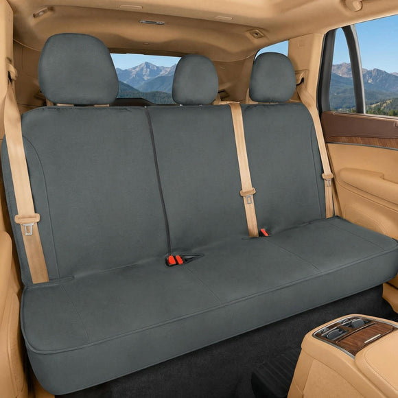 Flexfit Gray Rear Seat Cover for Car SUV & Truck - Durable Canvas Material Back Car Seat Covers 60/40 Split Bench Protector - Back Seat Cover & Back Seat Protector Interior Accessories