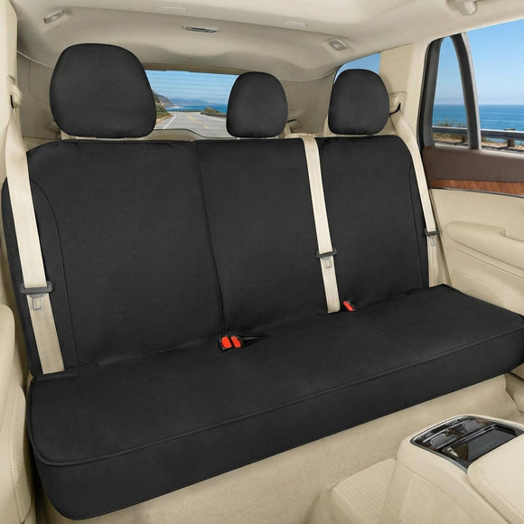 Flexfit Black Rear Seat Cover for Car SUV & Truck - Durable Canvas Material Back Car Seat Covers 60/40 Split Bench Protector - Back Seats Cover & Rear Bench Protector Interior Accessories