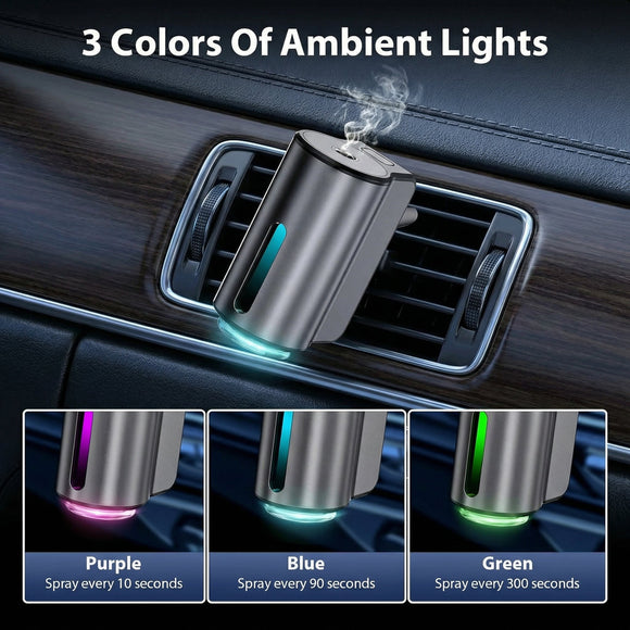 Smart Car Air Freshener Car Air Freshener Diffuser Car Diffuser Air Freshener with Three Adjustable Modes Aromatizante para Carro Car Diffuser with 8pcs Essential Oil(Black)
