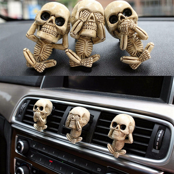 Skull Decor Halloween Car Air Freshener Vent Clip Goth Truck Interior Accessories for Men Women Teens Stuff for Jeep Horror Skeleton Auto Scents Dashboard Decorations Funny Christmas Gifts for Dad Mom