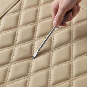 Beige Back Seat Cover Adjustable Leather Rear Seat Cover Car Back Seat Cover with Breathable Non-Slip Universal Fit for Most Cars Sedan SUV Pickup Truck (Back Row/Beige) - 0