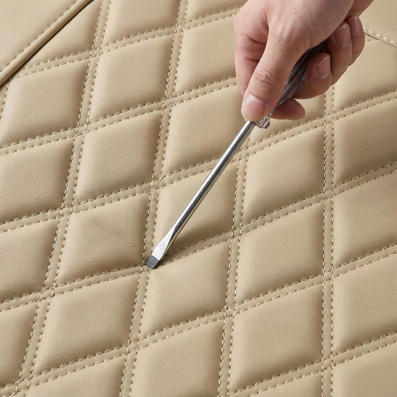 Beige Back Seat Cover Adjustable Leather Rear Seat Cover Car Back Seat Cover with Breathable Non-Slip Universal Fit for Most Cars Sedan SUV Pickup Truck (Back Row/Beige)