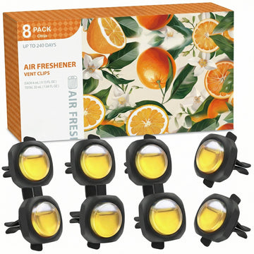 Car Air Freshener Vent Clips 8 Pack Provides Long-Lasting Scent Up to 240 Days Odor Eliminator (Citrus)