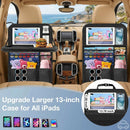 Car Backseat Organizer with Table Tray(2-Pack) 9 Storage Pockets Backseat Car Organizer and storage with Tablet Holder Kick Mats Back Seat Cover for Kids family Road Trip Essentials Travel-4