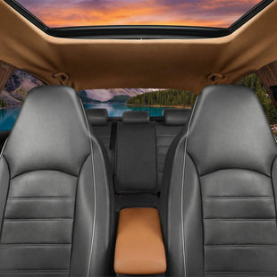 Classic Universal PU Leather Car Front Seat Covers High Back Bucket Seat Cover - Fit Most Cars Trucks SUVS or Vans 2 PCS Gray Trim Auto Seat Covers Set Car Seat Protector for All Seasons
