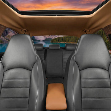 Classic Universal PU Leather Car Front Seat Covers High Back Bucket Seat Cover - Fit Most Cars Trucks SUVS or Vans 2 PCS Gray Trim Auto Seat Covers Set Car Seat Protector for All Seasons - 0