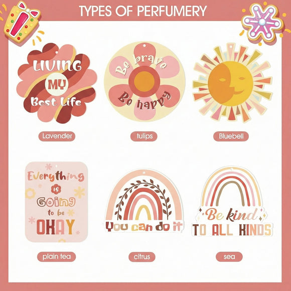 12 Pcs Car Air Fresheners Hanging Car Interior Accessories Boho Essential Oil Scented Diffusers Kawaii Auto Mirror Decor Vehicle Air Fresheners Gift for Women Men(Fresh)