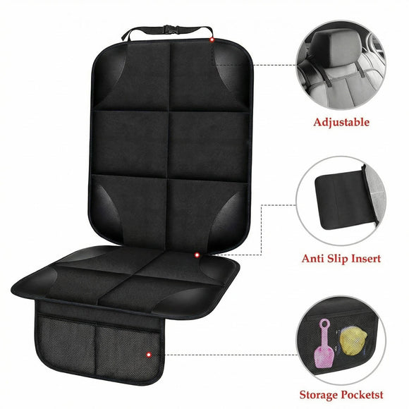 Car Seat Protector for Child Car Seat Durable 600D Fabric Waterproof Car Seat Cover with Thick Pad Non-Slip Backing (No Imprints) (1 pc -Black)