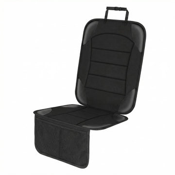 Car Seat Protector for Child Car Seat Waterproof Car Seat Cover for Leather and Fabric Seats 2 Mesh Pockets Non-Slip Bottom Thick Padding Cushion (Black)