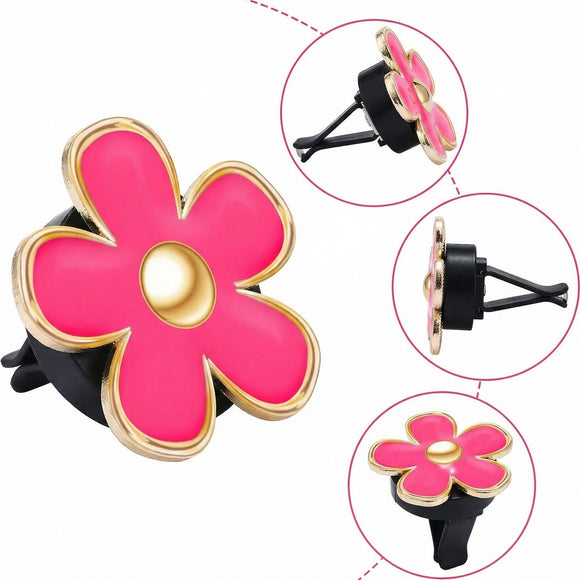 6 Pcs Daisy Flower Air Vent Clip Accessories Air Conditioning Outlet Clip Car Air Freshener Dashboard Accessories Charm Car Inter Decor(3 cm 3.3 cm Red Pink White)
