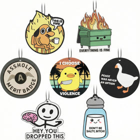 7 Pcs Funny Meme Car Air Fresheners Cute Cartoon Incense Chips Scented Diffuser Rearview Mirror Hanging Pendant Ornaments Decoration Automotive Interior Accessories Party Favors for Women Man
