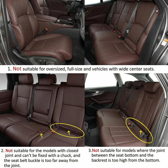 Pu Leather Car Seat Bottom Covers Protectors Include 1 Pair Front Driver Seat Pad Mat and 1 Rear Bench Cover Universal Fit 90% Vehicles Beige