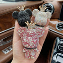 Handmade Bling Rhinestone Bear Car Air Freshener Cute Ornaments Car Vent Clips Accessories Perfume Clip Aromatherapy Diffuser Fragrance Cotton Pad Car Interior Decoratio Women Girl (AB)-1