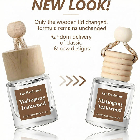 Car Air Freshener Diffuser 2 Pack Hanging Mahogany Teakwood Car Air Freshener for Women 45+ days Long Lasting Fragrance Made in USA (M33)