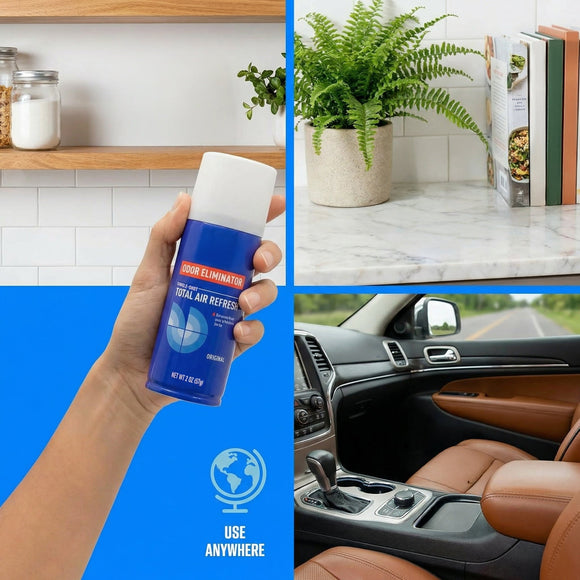 OZIUM Air Freshener Odor Eliminator 2oz Single Shot Total Air Refresh & Car Air Freshener Carbon Black 4 Pack