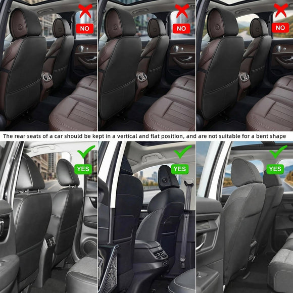 Seat Back Protector + Large Capacity Pocket Storage Organizer Preventing the Impact of Children Stepping on the Seat Backrest (Black)
