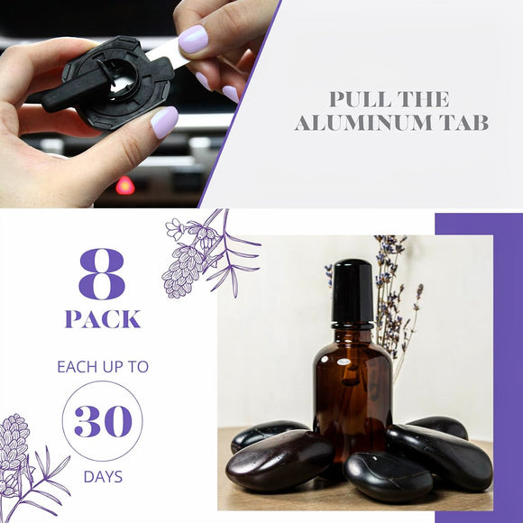 Car Air Freshener Vent Clips 8 Pack Provides Long-Lasting Scent Up to 240 Days Odor Eliminator (Lavender)