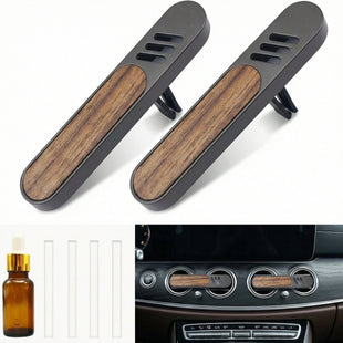 2 Packs Car Air Freshener Diffuser Car Diffusers for Essential Oils Perfume Diffuser &1Essential Oil Bottle 4 Unscent Reusable Fiber Sticks Custom Scent Metal & Wood Design Gift for Men